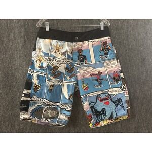 Volcom Ozzie Wright Comic Book Print Board Shorts Mens 32 Multicolor Surf Trunks